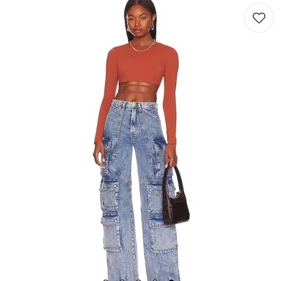 Alix NYC Declan crop top terra cotta long sleeve open back excellent Size M - Picture 9 of 9